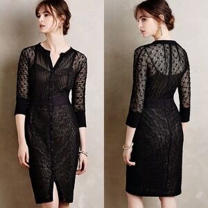 Leguile by Byron Lars Anthropologie Black Lace Beguile Mona Pencil Dress